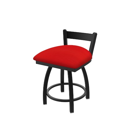 Holland Bar Stool Co 18" Low Back Swivel Vanity Stool, Black Wrinkle, Canter Red Seat 82118BW011